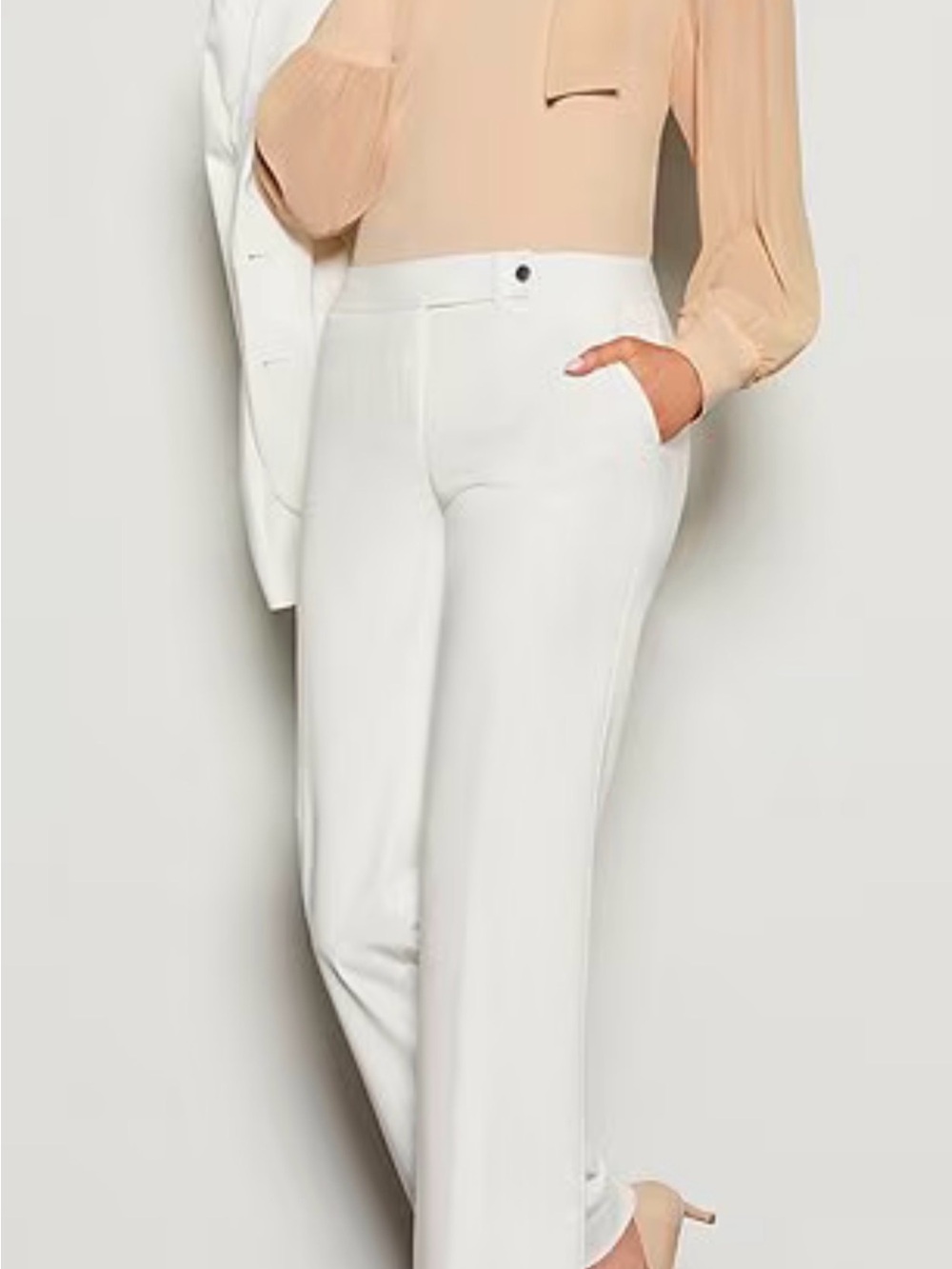 Calvin Klein classic Fit Women's White Wide-Leg Dress Pants- white